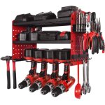 Mophorn organiseur mural pour outils �lectriques, rangement � 3 niveaux avec 4 supports pour perceuses, ...