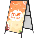 Mophorn - panneau de trottoir en forme de a, support de panneau coulissant robuste de 24 x 36 pouces, ...