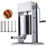 Mophorn - poussoir  saucisses manuel 10 l / 22 lbs, double vitesse, acier inoxydable 304, 5 tubes, pour ...