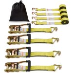 Mophorn - sangles d'arrimage  cliquet (4pk) - rsistance  la rupture de 5000 lb, 2' x 15', double crochet ...