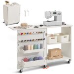 Mophorn tableau de couture pliante, tableau de machine � coudre polyvalente avec design compact, roues, ...