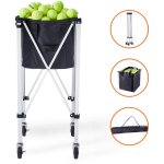 Mophorn - trémie à balles de tennis pliable peut contenir 180 balles, chariot léger avec roulettes, sac ... Mophorn - trémie à balles de tennis pliable peut contenir 180 balles, chariot léger avec roulettes, sac ...