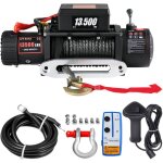 Treuil electrique pour camion, 27m de corde synthetique, telecommande sans fil, 12v, robuste, noir - ...