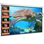 Mophorn - vevor ecran de projection enroulable manuel 100 pouces 16:9 hd 4k toile de videoprojecteur ...