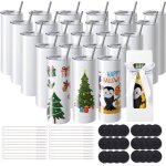 Mophorn - vevor gobelets thermos a sublimation de 59 cl, 24pcs, fins et droits, bouteille sublimable ...