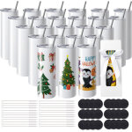 Mophorn - vevor gobelets thermos a sublimation de 59 cl, 24pcs, fins et droits, bouteille sublimable ...