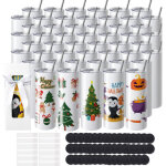 Mophorn - vevor gobelets thermos a sublimation de 59 cl, 50pcs, fins et droits, bouteille sublimable ...