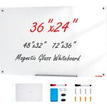 Mophorn - vevor tableau blanc magnetique en verre effacable a sec 90 x 60 cm, grand tableau memo mural ...