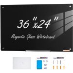 Mophorn - vevor tableau magnetique effacable a sec en verre noire 90 x 60 cm, grand tableau memo mural ...