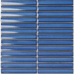 Mosa�que de gr�s c�rame kitkat 14, 5x2cm - mosa�que rectangle 14, 5x2 cm jeans blue - brillant - bo�te ...