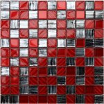 Ilcom - mosaque de verre sur maille pour salle de bain ou cuisine 30 cm x 30 cm - red jeans