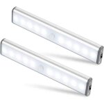 Moston lot de 2 lampes 10 led, sans fil, rechargeable par usb, aimant�, d�tecteur de mouvement, 2 modes ...