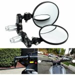 Moto rtroviseurs latraux rond fin convex moto miroir rtroviseur de scurit pliable pour guidon de ...