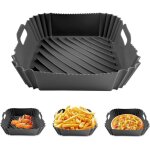 Moule silicone air fryer, r�utilisable accessoires pour friteuse � air, carr� panier friteuse en silicone, ...
