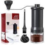 Moulin � caf� manuel en acier inoxydable avec broyeur conique en c�ramique r�glable - compatible avec ...