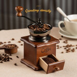 Moulin � caf� manuel en bois classique, broyeur � caf� r�tro r�glable � plusieurs vitesses portable