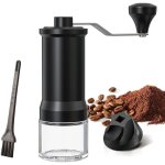 Moulin � caf� manuel, meule en c�ramique r�glable, bocal en verre, brosse manivelle en acier inoxydable, ...