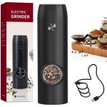 Moulin � poivre �lectrique moulin � �pices rechargeable avec lumi�re led blanche, capacit� de 70ml et ...