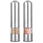 Moulin � sel et poivre �lectrique, � piles, lame de meulage en c�ramique, secoueur automatique en acier ...