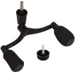 Moulinet de p�che spinning en alliage d'aluminium double poign�e noir mat avec bras oscillant hexagonal ...