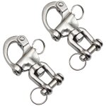 Mousqueton pivotant � emerillon 2 pi�ces manille inox maillons rapides en acier inoxydable 316 mousqueton ...