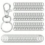 Mousqueton porte clef m�tal 50 pi�ces anneaux, attache porte cl�, fermoir mousqueton, pivotant keychain, ...