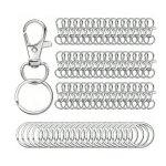 Mousqueton porte clef m�tal 50 pi�ces anneaux, attache porte cl�, fermoir mousqueton, pivotant keychain, ...