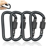 Mousqueton tactique en alliage d'aluminium - porte - cl�s noir avec verrouillage � vis - pour p�che, ...
