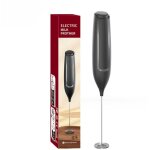 Mousseur � lait �lectrique, mini fouet en acier inoxydable, moteur extra fort et aliment� pour caf� / ...