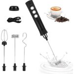Mousseur � lait �lectrique rechargeable par usb - 3 vitesses r�glables - mousseur manuel avec agitateurs ...