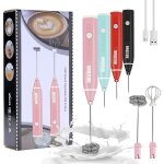 Mousseur  lait portatif, mini machine  mousse lectrique rechargeable par usb pour caf latte, 4 vitesses, ...