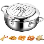 Mowze - friteuse profonde en acier inoxydable de style japonais avec couvercle de thermomtre et gouttoir ...