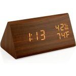 Mowze - rveil numrique en bois led horloge numrique luminosit rglable horloge de bureau avec temprature ...