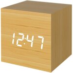 Mowze - rveil numrique led horloge numrique en bois rveil de voyage heure date affichage de la temprature ...