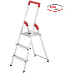 Hailo - ms line - escabeau mnager pliable en aluminium 3 marches ultra lger l50