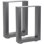 Mucola - set de 2 pieds de table gris 30x43 cm pied de table pieds de table acier