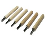 Set de 6 mini ciseaux � bois - manche en bois multirex