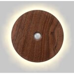 Murale  led, batterie ronde en bois avec dtecteur de mouvement, lampe de couloir magntique sans fil ...