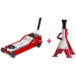 Mw tools - pack cric 2, 5t extra bas avec double pompe + paire de chandelles 3t cat25dl set3