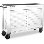 Mw tools - servante d'atelier 15 tiroirs blanche xxl 1415 mm robuste en acier soud� verrouillable roues ...