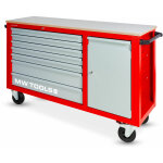 Mw tools - servante d'atelier 7 tiroirs + 1 armoire rouge et grise xxl 1640 mm avec plan de travail stratifi� ...