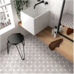 Carrelage gr�s c�rame effet rustique al andalus cabochon blanc - brillant / poli - bo�te de 0. 13 m2