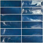 Nais - fa�ence effet zellige bleu fonc� village 6, 5x20 royal blue (0, 5m�) - les carreaux de jean