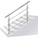 Rampe escalier 200cm inox avec poteau - montage facile, 3 poteaux naizy