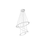 Suspension 128w led lustre � 60 + 50 + 30 cm 3 anneaux suspension acrylique r�glable en hauteur lampe ...