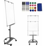 Tableau magntique blanc sur support avec roulettes - ajustable, crochets & effaceur & aimants & marqueurs ...