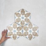 Nanda tiles - carrelage imitation carreaux de ciment hexagonal 21x25 alhambra yasmine (0, 52m) - les ...