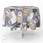Nappe ronde en toile cir�e anti - taches � 140 cm. cuisine