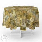 Nappe ronde en toile cir�e anti - taches � 140 cm. planches de vin