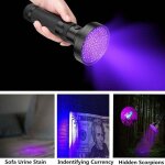 Nazalus - vente chaude - lampe torche uv, 100 leds lampe de poche lumi�re noire 395nm lampe ultraviolette ...